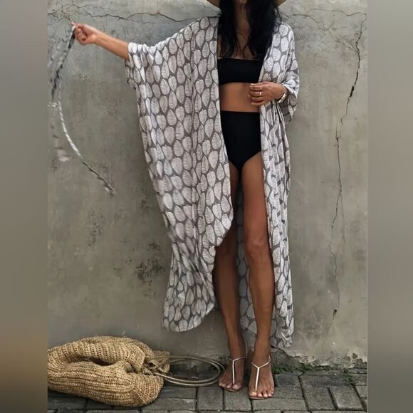New! Grey Boho Kimono - Picture 7 of 7